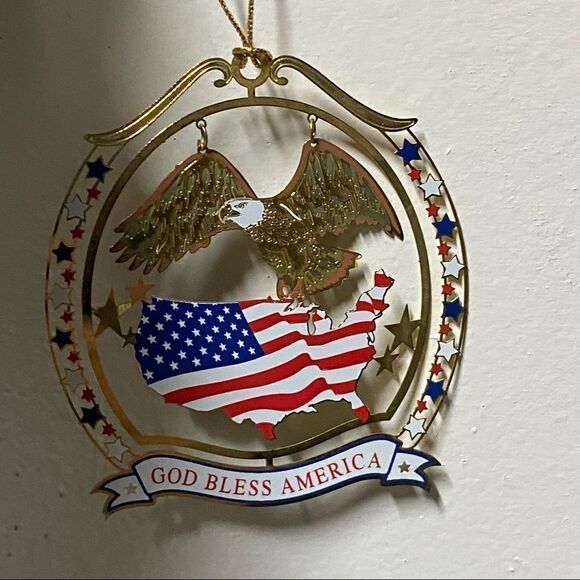 God bless America metallic Eagle *RARE* Patriotic Christmas Ornament 4”￼ - Picture 7 of 8